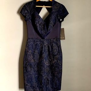 Theia Couture Blue Cocktail Lace Details dress